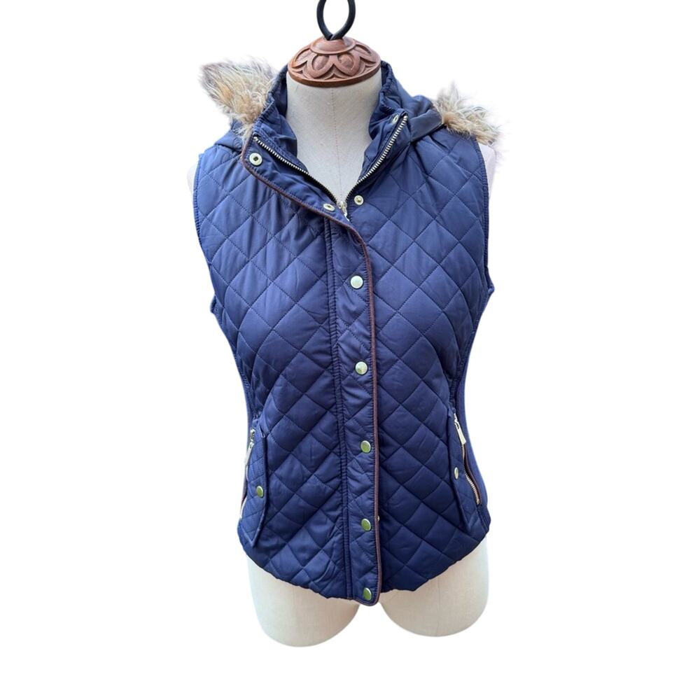 Active USA Navy Blue Quilted Padded Vest w/Side Pockets Women's Size Small